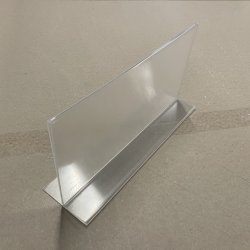 Lige T-skilt i klar akryl, A4 bred A5 h�j