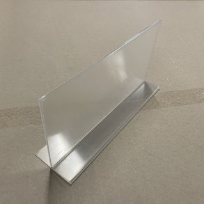 Lige T-skilt i klar akryl, A4 bred A5 h�j